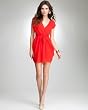 bebe Mix Fabric Faux Wrap Dress