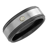 Tungsten & Ceramic 0.03 Ct. Diamond Men's Ring Size 10