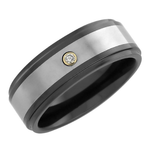 Tungsten & Ceramic 0.03 Ct. Diamond Men's Ring Size 10