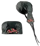 Lady Biker Black Leather Do Rag Headwrap Motorcycle Skull Cap