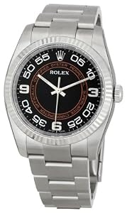 Rolex No Date Black Orange Concentric Arabic Dial Stainless Steel Oyster Bracelet Mens Watch 116034BKOCAO