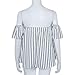 Sunward(TM) Women Off Shoulder Stripe Casual Blouse (Medium, White)