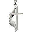 14K White Gold Methodist Cross Pendant - 30.00x17.50mm