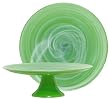 Colorful Art Glass Lime Green Serving Stand 13"D, 4"H