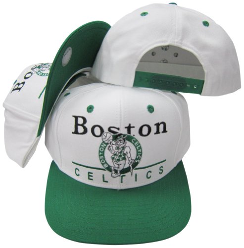 Boston Celtics White/Green Two Tone Plastic Snapback Adjustable Plastic Snap Back Hat / Cap