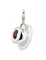 Sterling Silver 3 D Enameled Cappuccino with Lobster Clasp Charm