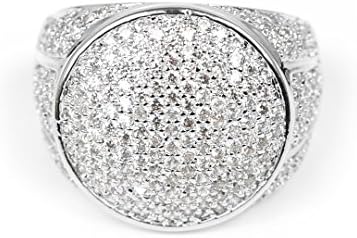 HIP HOP STYLE Scaly Bling White ICED OUT Round Men's Ring | BHR108S (9, rhodium-plated-brass)
