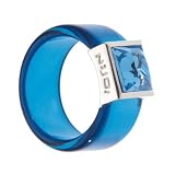 Blue Resin Band with Sterling Silver Cap Set with a Princess-Cut Blue Swarovski Crystal