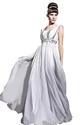 Full Length Open-Back Crystal Applique Lace Beaded Crystals Chiffon/Taffeta/Tulle Mother-of-the-Bride Dress 
