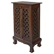 Handmade Asian Furniture - 32" Lattice Panels Storage Cabinet / End Table - Rich Dark Finish