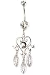 Stainless Steel Heart Belly Ring with Clear CZ