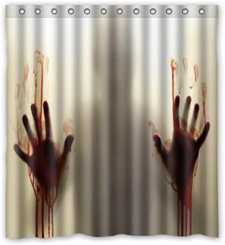 66"(w) x 72"(L) Custom scary bloody hands,help me Bathroom Waterproof Polyester Fabric Shower Curtain