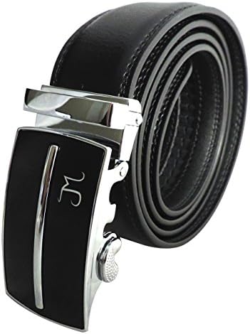 J Mrad - Men's Genuine Leather Ratchet Dress Belt with Automatic Sliding Buckle - Black Style 218 - Pant Size 38