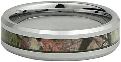 Unisex Camo Hunting Tan/Brown/Green Camouflage 7mm Tungsten Wedding Band Ring (10)
