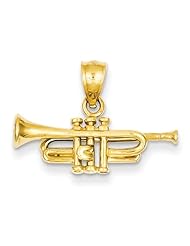 14k Yellow Gold Trumpet Musical Charm Pendant