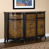 Masterpiece Black Floral Console Cabinet By Powell Furniture