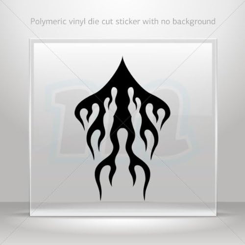Decal Sticker Single Flame car helmet window Boat jet-ski Garage door 6 X 3.9 Inches Black 0602 W8523