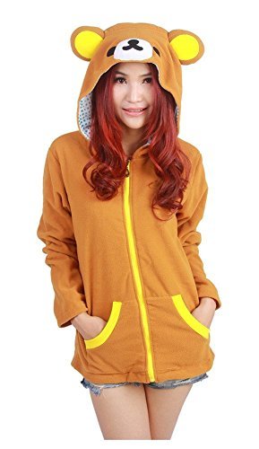LATH.PIN Pikachu Hoodie Sweater Jacket Cartoon Animal Unisex Cosplay Costume (X-Large, Rilakkuma)