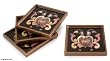 Glass coasters, 'Floral Romance in Black' (set of 4)