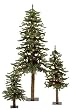 Set Of 3 Pre-Lit Downswept Alpine Artificial Christmas Trees 3' 4' 5'