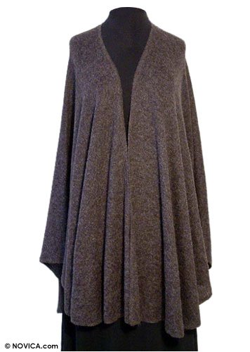Alpaca wool wrap, Brown Tweed