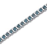 Time tested Classic 5.25 carats total weight Round Cut London Blue Topaz Gemstone Tennis Bracelet in Sterling Silver