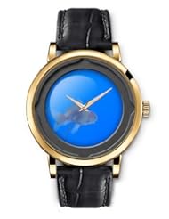 SPRAWL Aanalog Fashion Series Gold Ladies Watches of Genuine Black Leather Strap,Unique Wrist Watch for Women Girls Designed with Goldfish locked