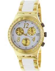 Swatch Irony Dreamwhite Yellow Chronograph Gold-Tone Steel Ladies Watch YCG407G