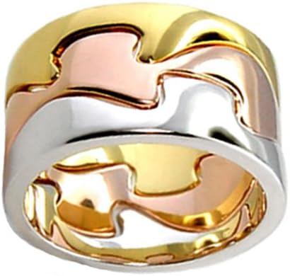 Unique Tri-Color Puzzle Eternity Ring, Size 9