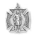 Sterling Silver St Florian Firefighters Maltese Cross Medal and 24-inch Chain