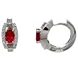14K White Gold Ruby and Diamond Hoop Earrings