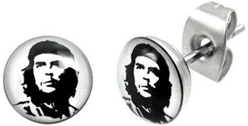 Timeless Treasures - Stainless Steel Che Guevara Men's Stud Earrings - 7 mm Diameter (.27")