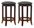 Winsome Wood 24-Inch Set of Two Black PVC Seat Bar Stools, Walnut
