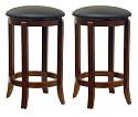 Winsome Wood 24-Inch Set of Two Black PVC Seat Bar Stools, Walnut