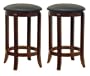 Winsome Wood 24-Inch Set of Two Black PVC Seat Bar Stools, Walnut
