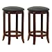 Winsome Wood 24-Inch Set of Two Black PVC Seat Bar Stools, Walnut