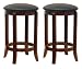 Kitchen & Housewares : Winsome Wood 24-Inch Set of Two Black PVC Seat Bar Stools, Walnut