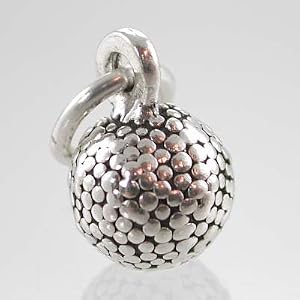 Three Dimensional Tiny Golf Ball Charm in Sterling Silver, #9524
