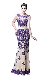 Mermaid Floor Length Lace Applique Tulle Club Dress/Evening Dress/Mother-of-the-Bride Dress/Prom Dress/Party Dress/Wedding Dress 