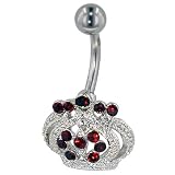 Red Crystal Royal Monarch Crown Dangle Belly Ring