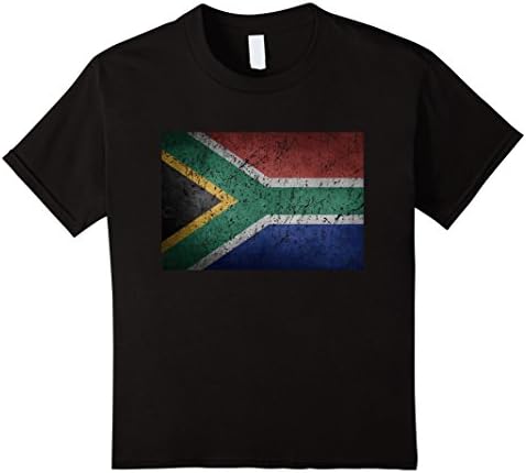 Kids Vintage South Africa Flag T-shirt South African Heritage 12 Black