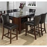 Jofran Rectangle 10mm Beveled Glass Top Table in Carlsbad Cherry