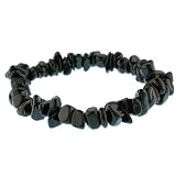 Cute Stretchy Black Agate Chip Bracelet