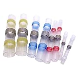 SOLOOP 50個 4サイズ 防水はんだスリーブ熱収縮チューブ末端コネクタ 龜旅 絶縁圧着端子セット 赤青黄白