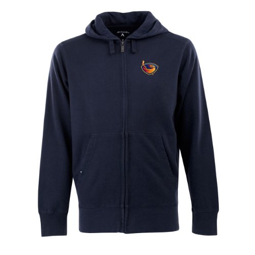 Antigua Men's NHL Atlanta Thrashers Signature Hood Long Sleeve Full-Zip Fleece, Navy, Large