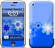 Retro Blue Flowers Design Protective Skin Decal Sticker for Apple iPhone (2G)