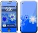 Retro Blue Flowers Design Protective Skin Decal Sticker for Apple iPhone (2G)