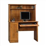 Sauder Harvest Mill Wood Computer Desk with Hutch in Abbey Oak