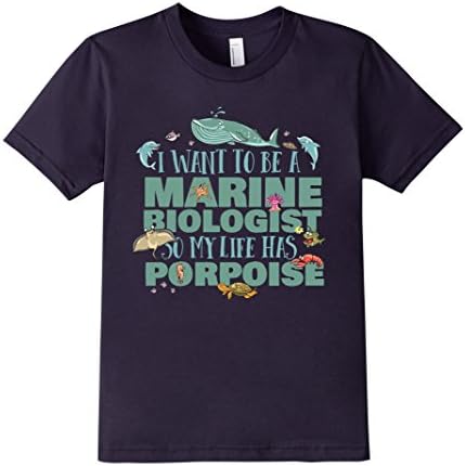 Kids Marine Biologist Shirt - "My Life has a Porpoise" 12 Navy