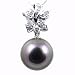 18K White Gold with Diamonds and 13-13.5mm Gem Quality Black Tahitian Pearl Pendant & 16" 14K White Gold Chain